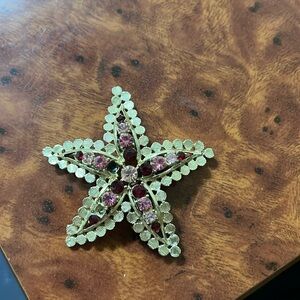 Vintage Gold and pinks Starfish Brooch
